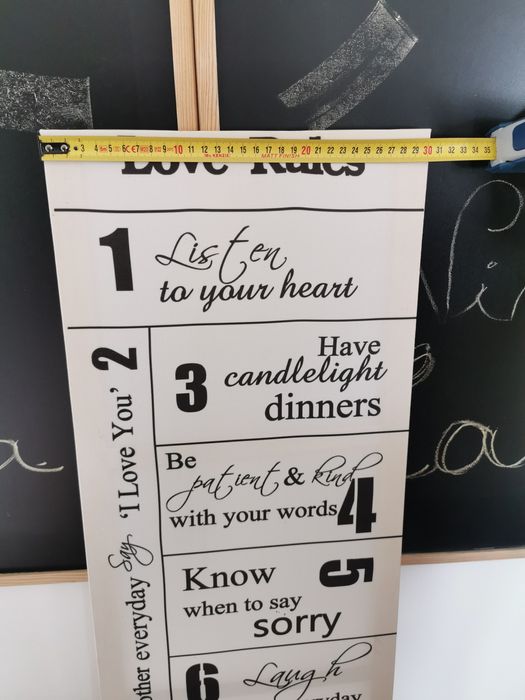 Quadro com regras do amor