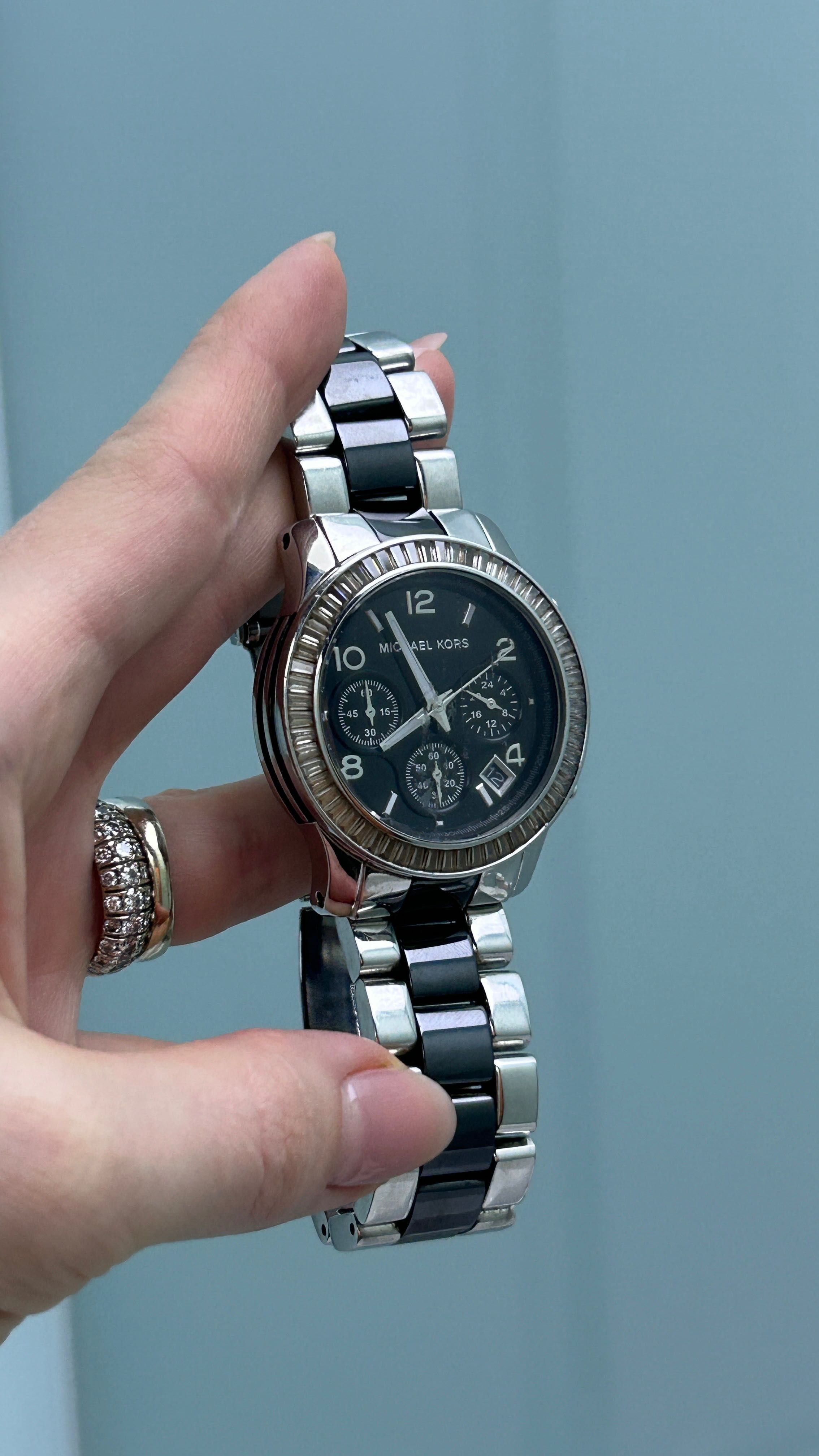 Годинник жіночий Michael Kors оригінал сріблясто-чорні кераміка MK5677