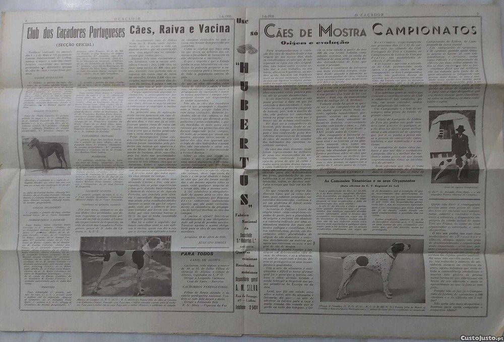Antigo e RARO Jornal "o Caçador", n. 77, datado de 1 de Junho de 1935