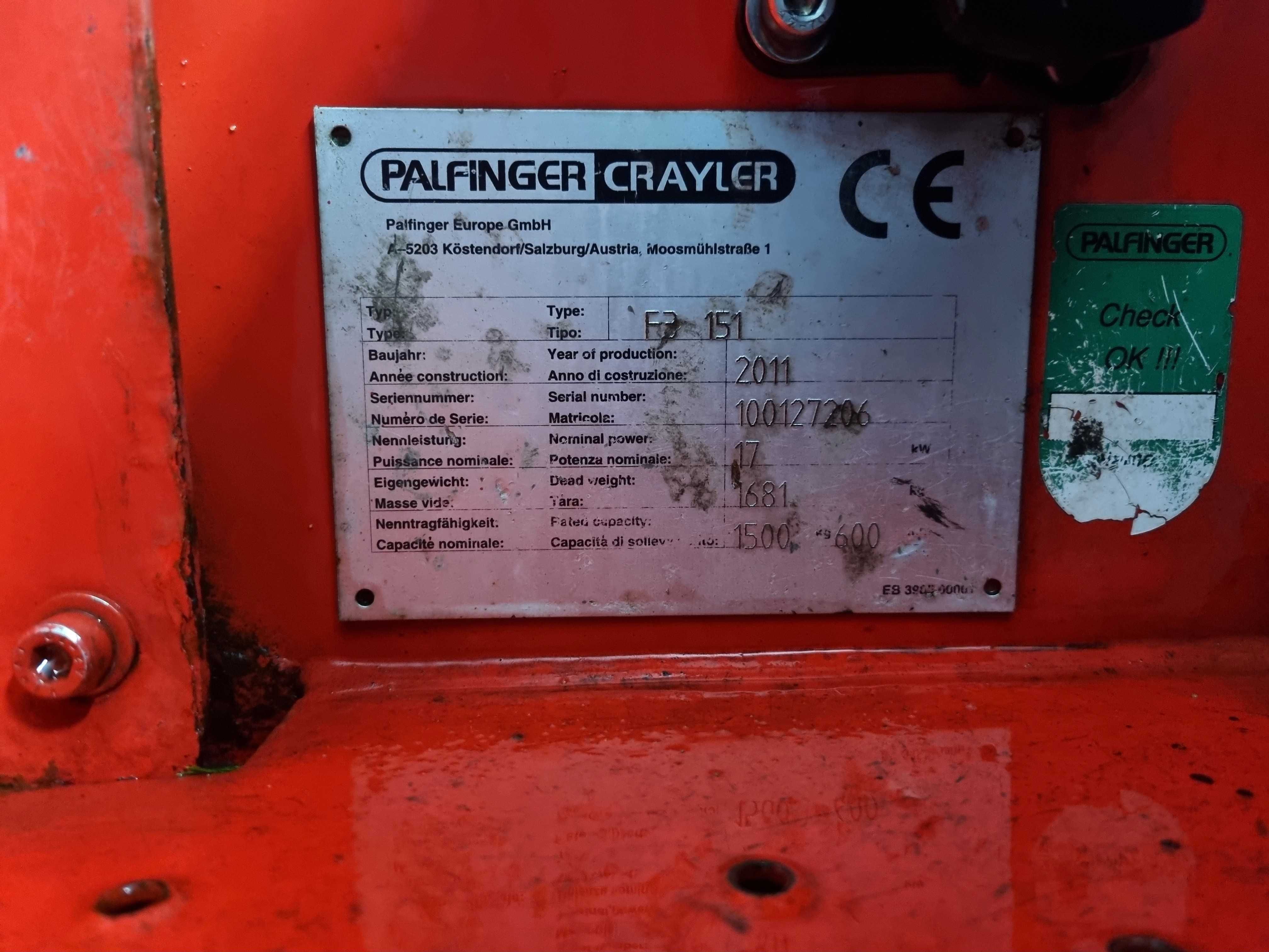 Wózek widłowy podwieszany Palfinger F3-151 PRO
