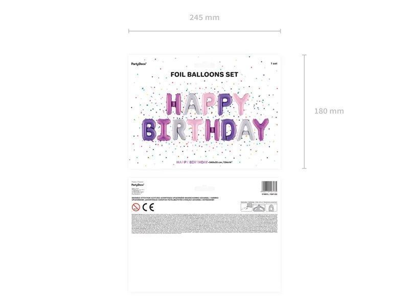 balon foliowy dekoracja urodzinowa happy birthday tęczowa 340cm x 35cm