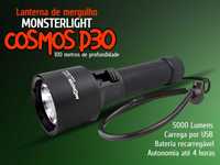 Kit lanterna mergulho MonsterLight Cosmos D30 com bateria recarregável