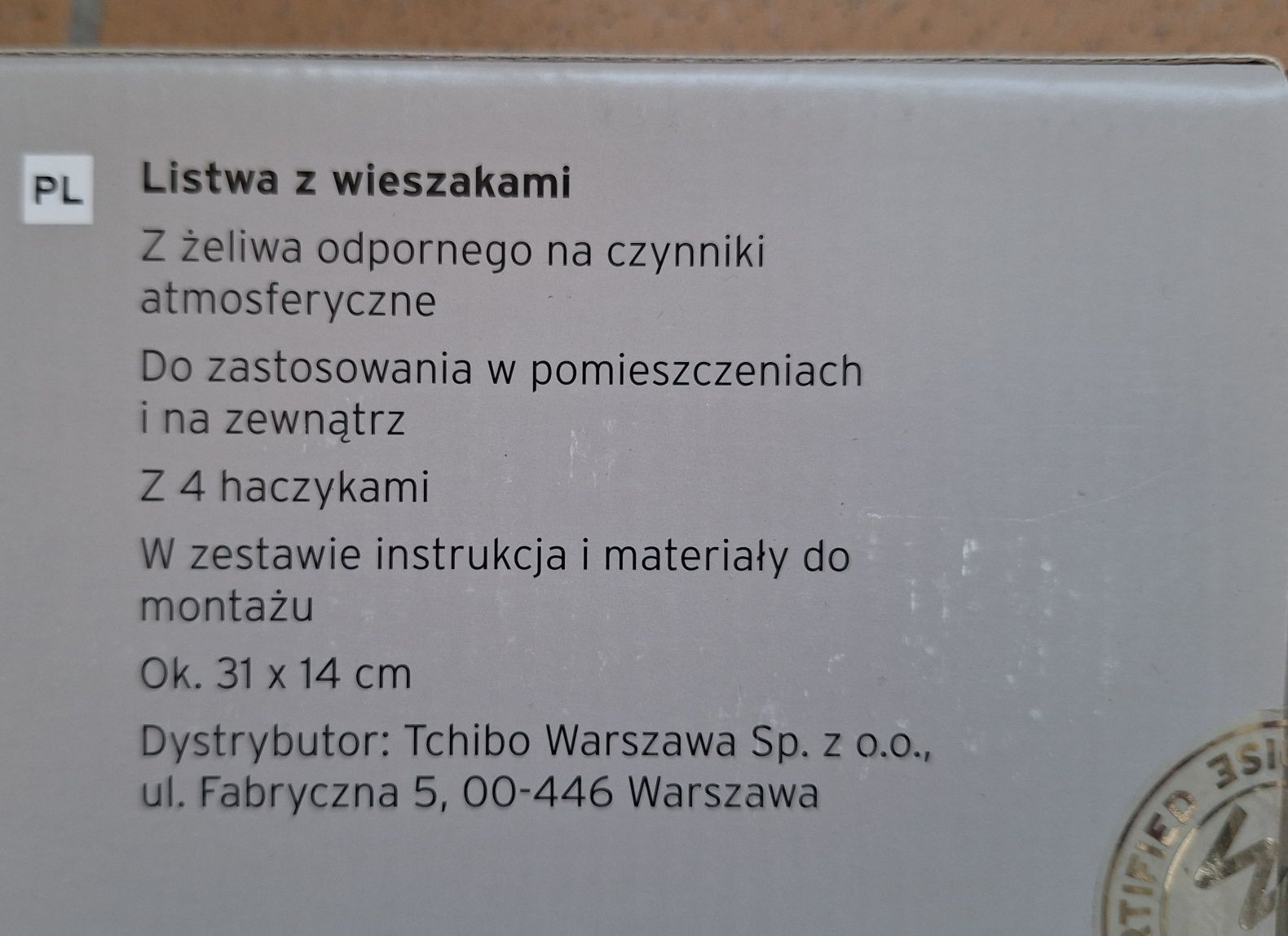 Nowy wieszak żeliwny z haczykami tchibo