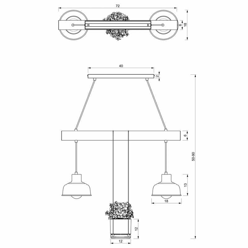 Loftowa lampa wisząca z doniczką 2xE27 FLORA MLP7985 EKO-LIGHT