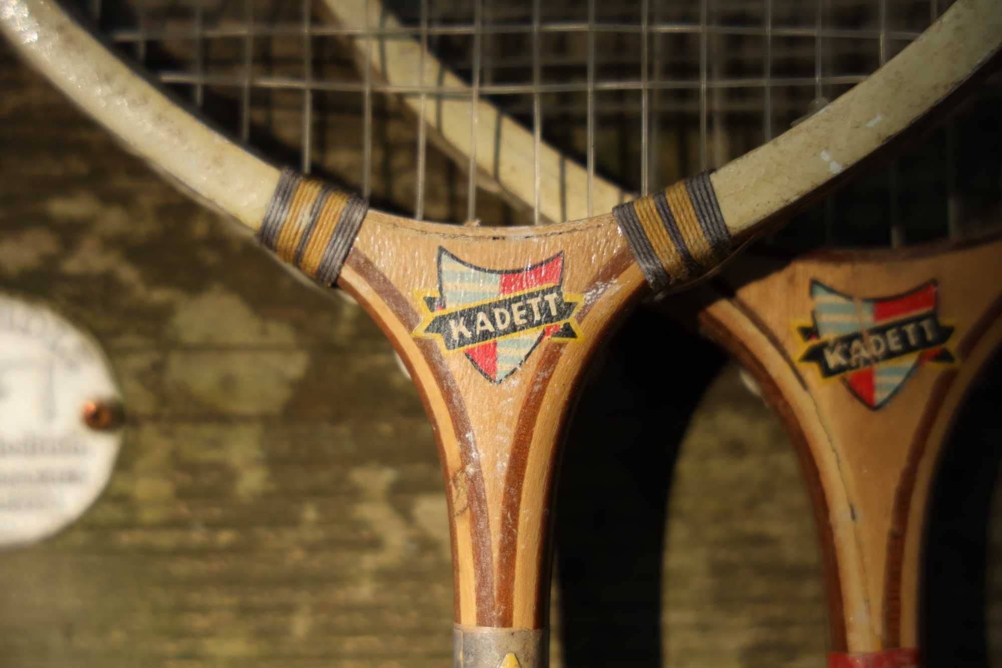 Stare vintage rakiety do badmintona drewniane Kadett Sportkraft
