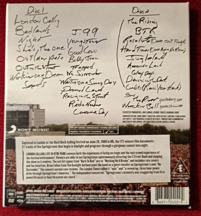 Bruce Springsteen "Live at Hyde Park London" 2DVDs RARO