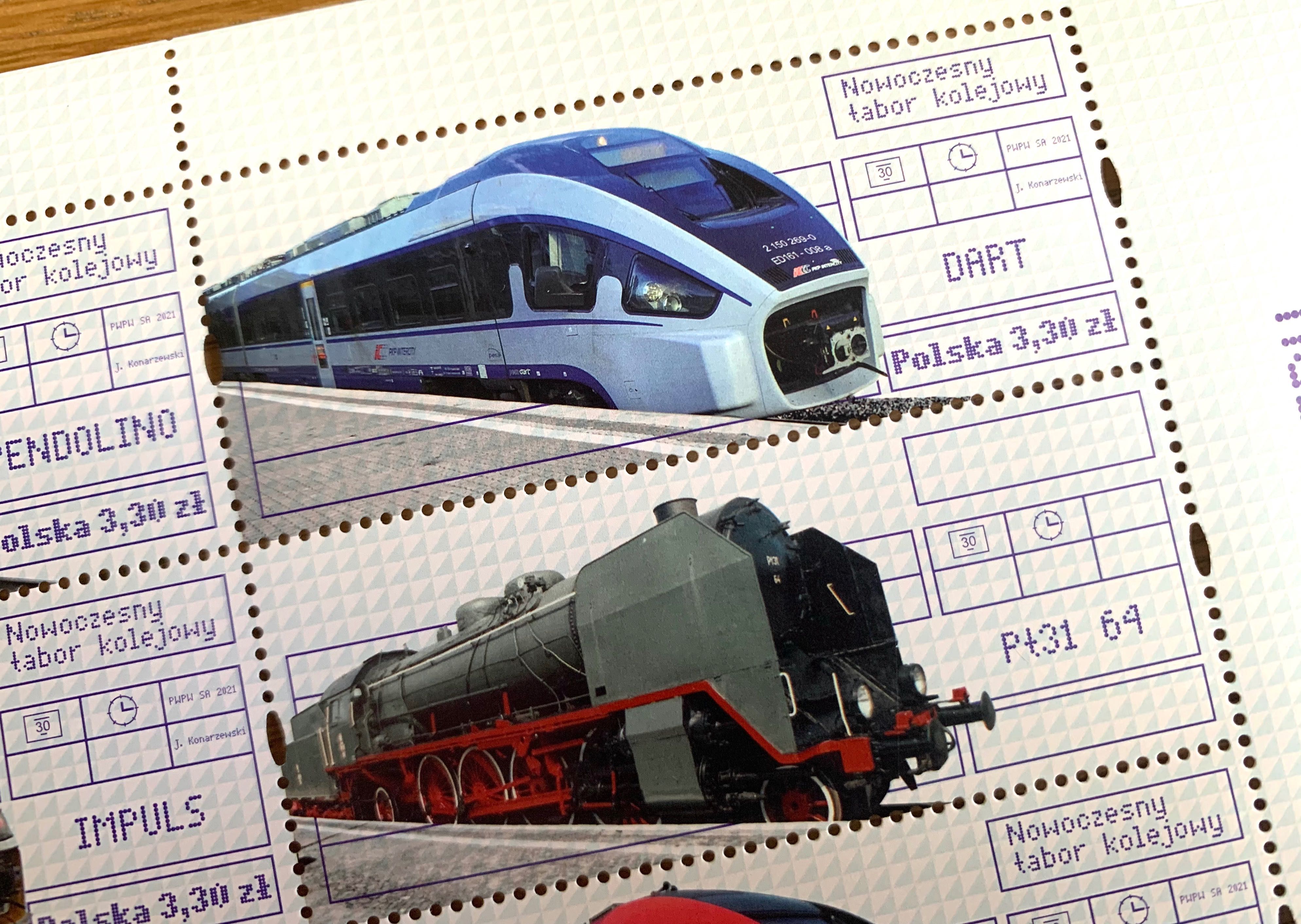 Nowoczesny tabor kolejowy - bloczek znaczki | NOWY