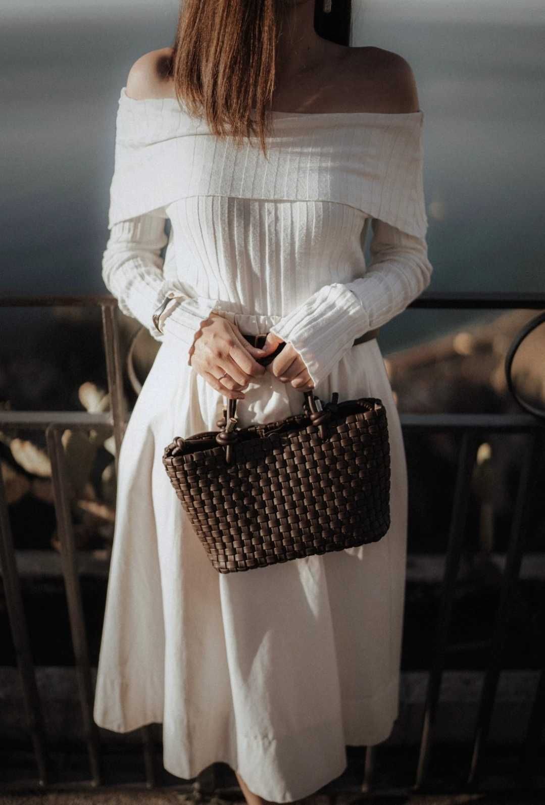 H&M kremowa MIDI bawełniana spódnica  L