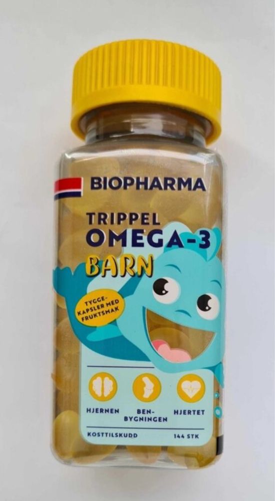 Омега 3 риб’ячий жир Biopharma Trippel Barn з фруктовим смаком,дитяча.