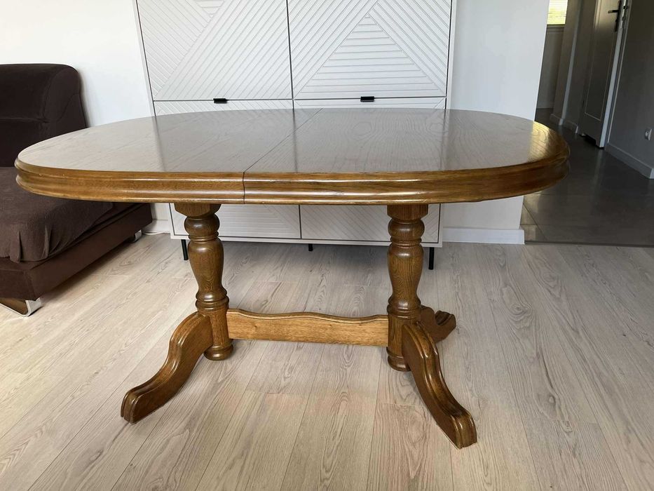 Stół drewniany rozkładany 125x92 + wkładka 42 cm – klasyczny, solidny
