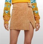Мини юбка короткая на запАх кожаная замшевая Free People