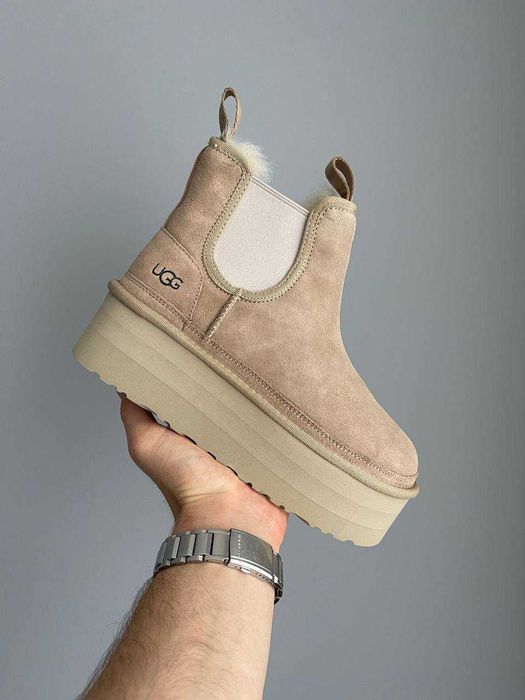Угги UGG Neumel Chelsea Platform Beige / Уггі Неумел Челсі бежеві
