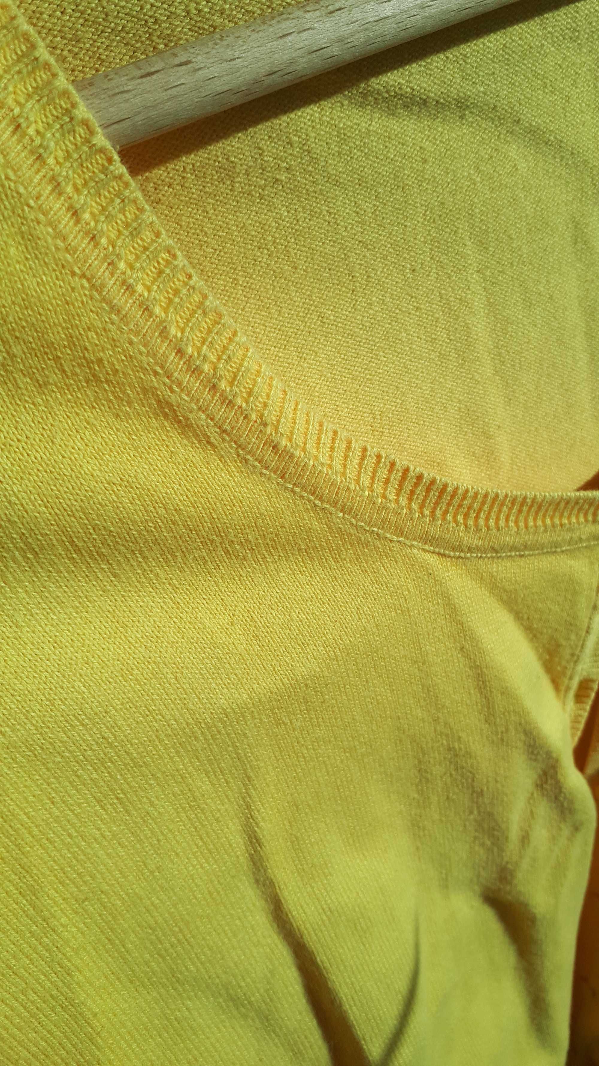 Żółty, rozpinany, cienki sweter na lato, Zara, S/M