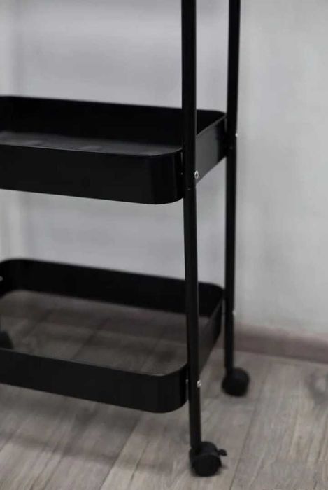 Металева полка-етажерка, 3 яруси, на колесах, для дому