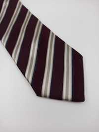 Hugo Boss bordowy jedwabny krawat w paski klubowy