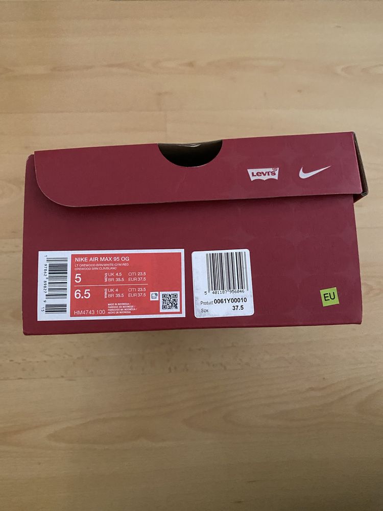 Nike Air Max 95 Levi's Light Orewood Brown Novos Caixa Tamanho 37,5