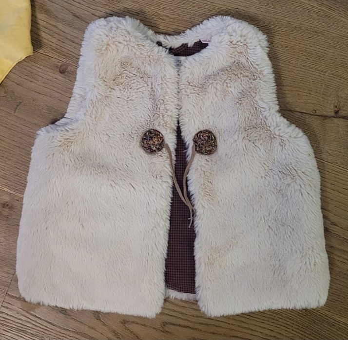 Kamizelka Zara z futerkiem, bezrękawnik  futerko, narzutka