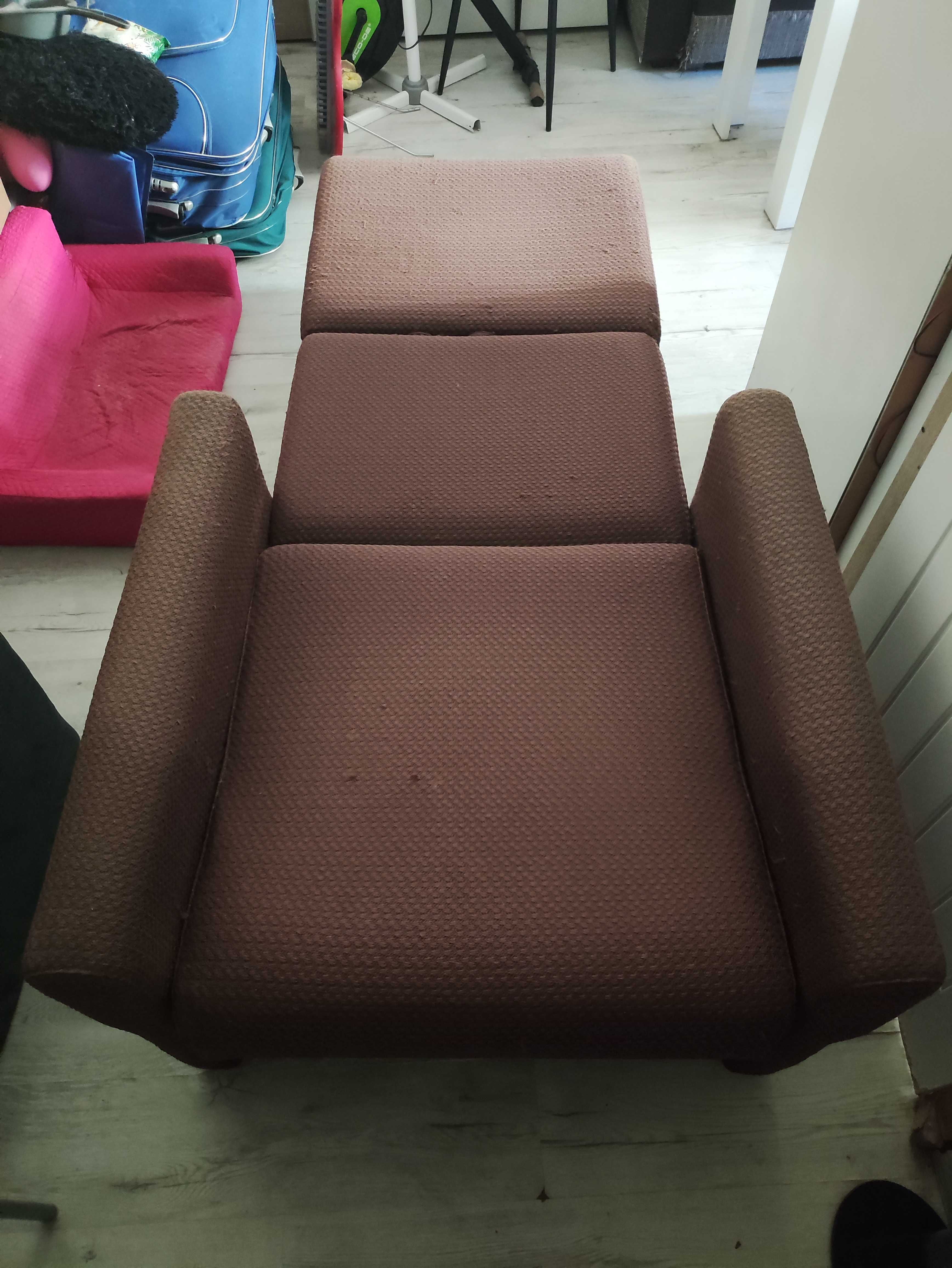 Fotel Rozkładany Łóżko Jednoosobowy jednoosobówka Tapczan Sofa brązowe