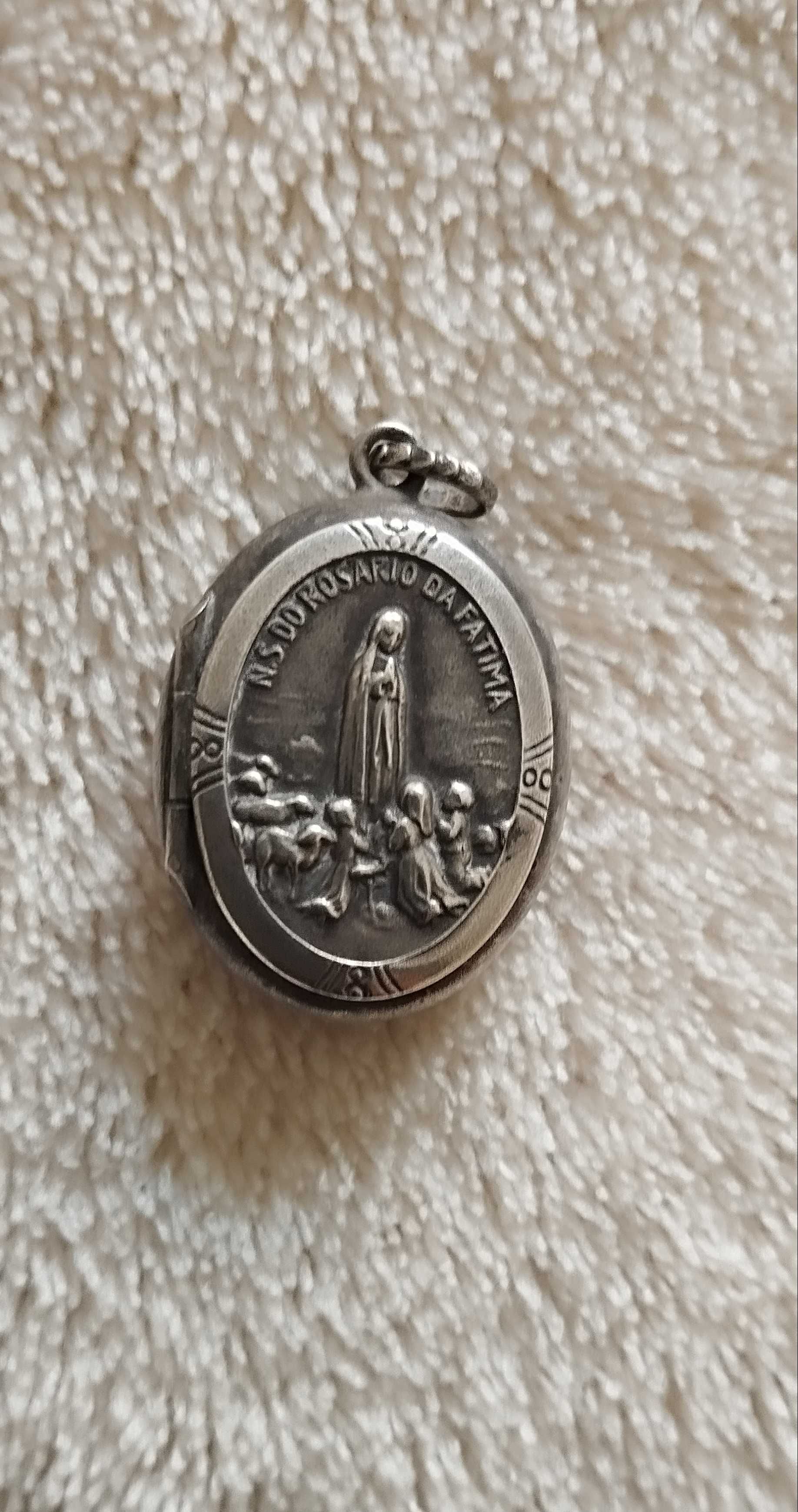 Terço antigo Nossa Senhora do Rosário de Fátima  prata com caixinha
