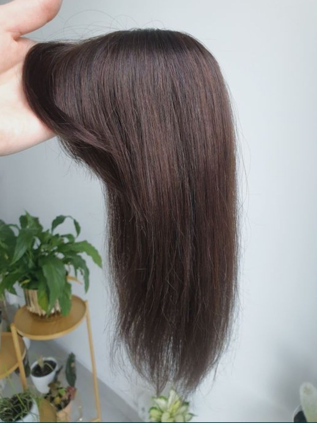 Mini Tupet topper z włosów naturalnych w 100% ciemny brąz