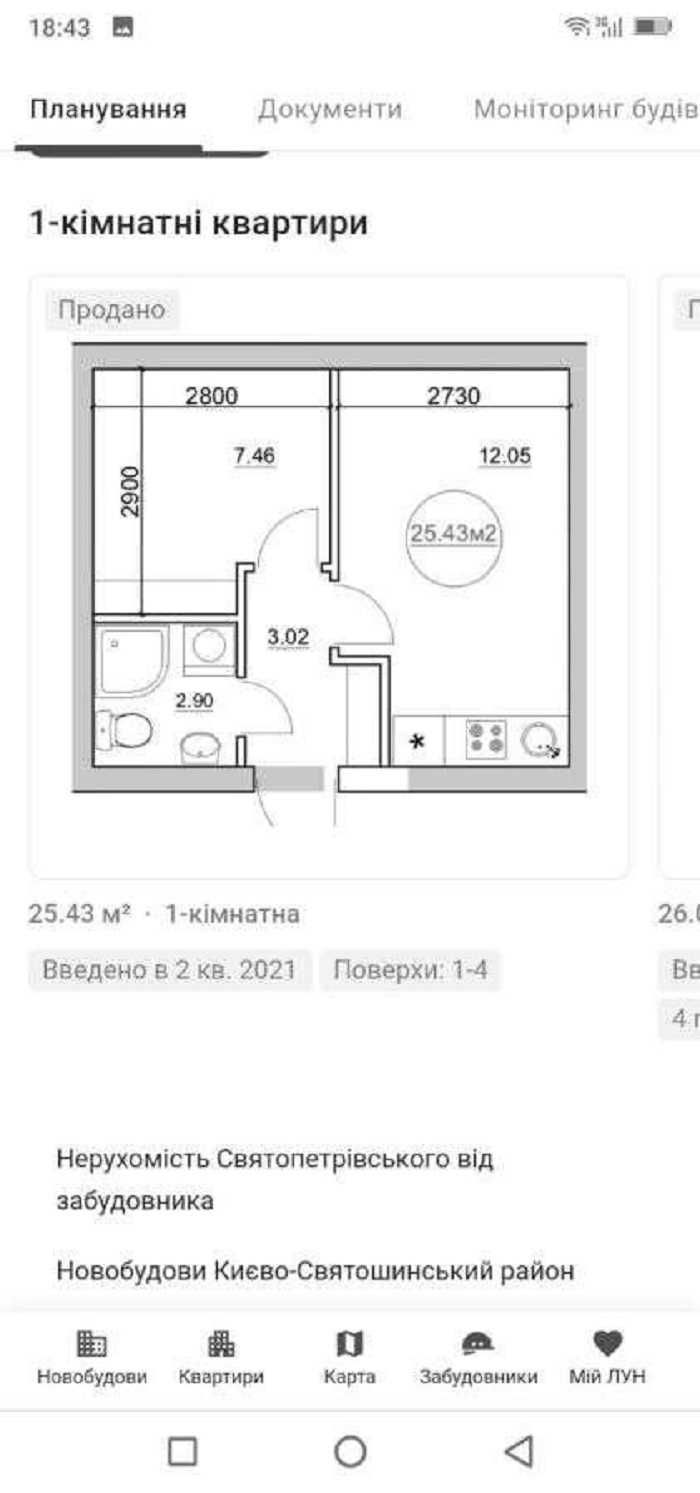 Продаж 1-к квартири с. Святопетрівське , ЖК Петрівське містечко