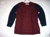 NOWY Sweter Burgundowy Dłuższy Bordowy 44 46 XXL