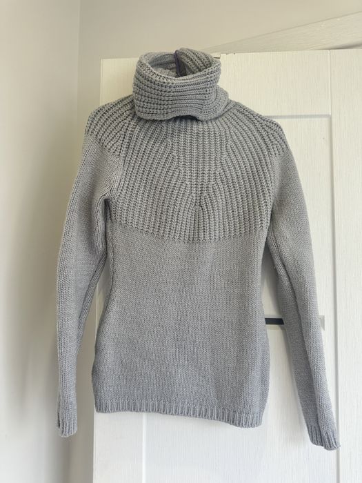 Серый голубой шерстяной свитер теплый гольф кофта шерсть натуральний