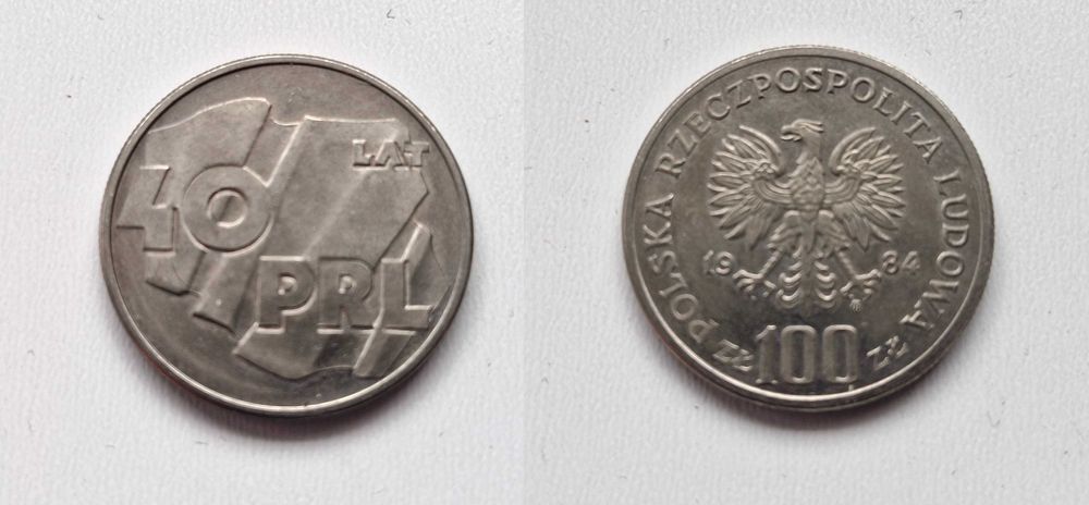 Moneta 100 złotych - 40 Lat PRL - 1984 rok - stan menniczy