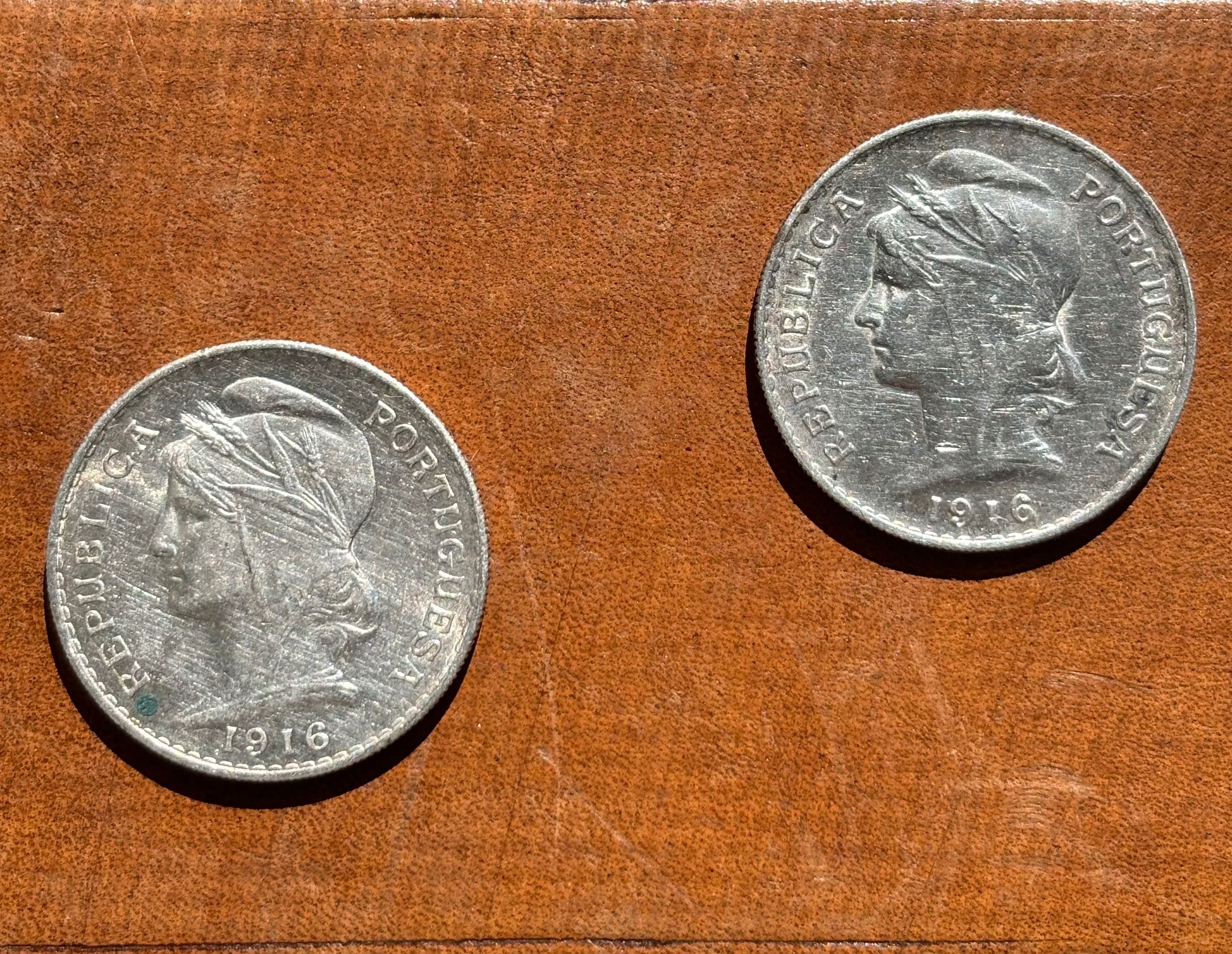 2x Moedas da República Portuguesa de 50 Centavos do ano de 1916