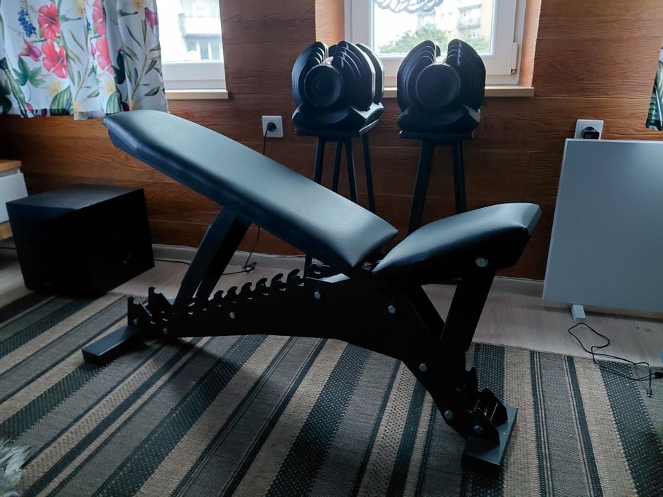 Sztangielki regulowane HMS SR 80 plus stojaki  plus ławeczka regulowan