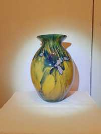 Przepiękny wazon szkło kolorowe PRL