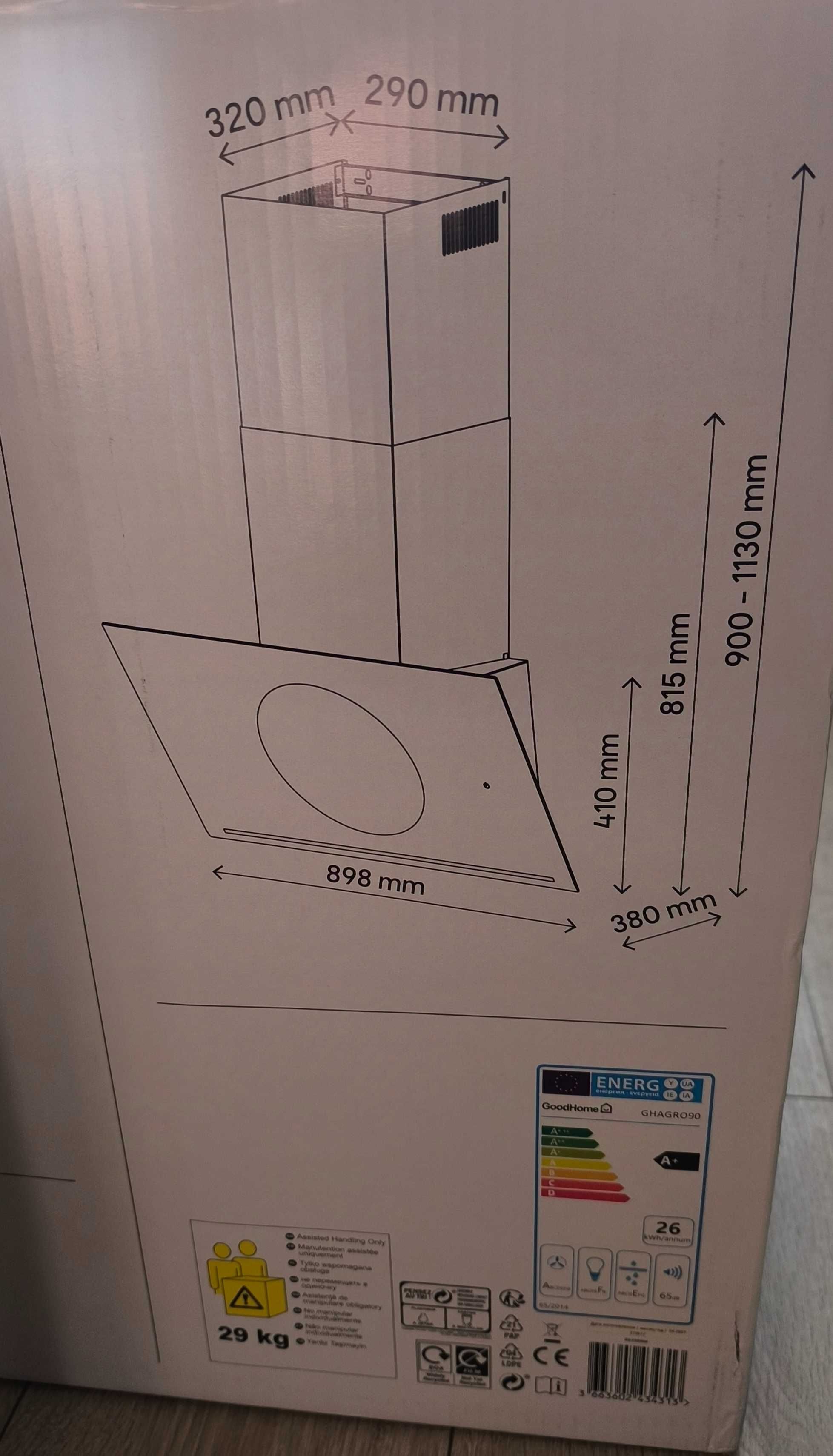 Okap Kominowy GoodHome , podświetlenie LED, czujnik ruchu