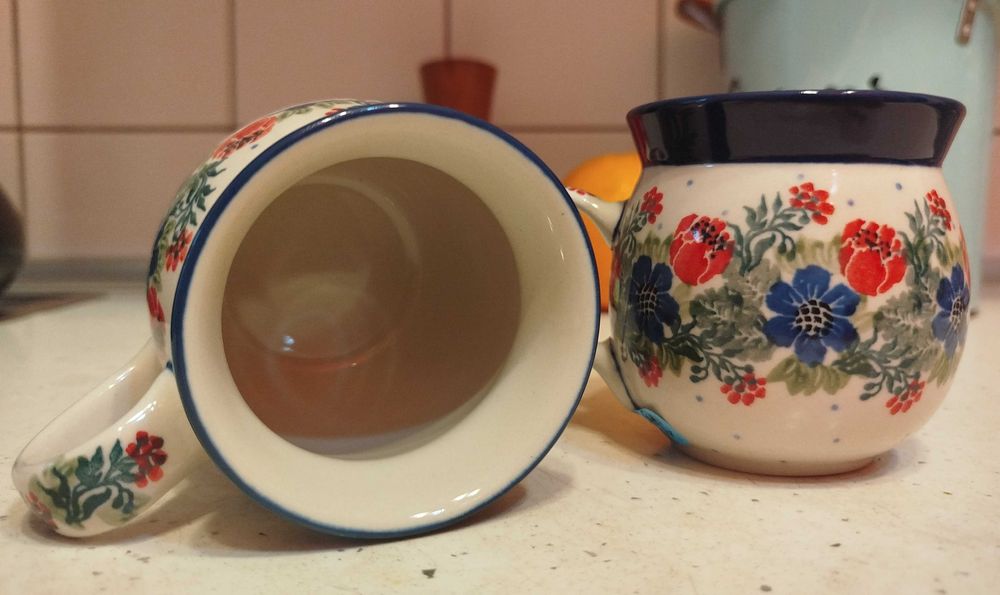 Kubek z ceramiki bolesławieckiej 200 ml śliczny kwiatowy wzór