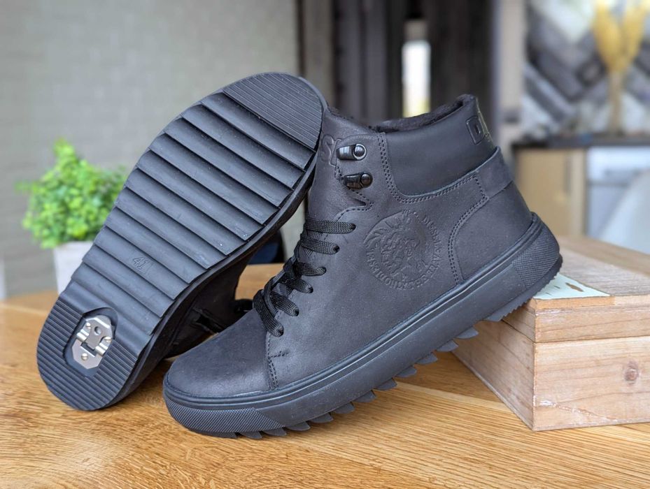 Якісні Чоловічі зимові черевики DIESEL натуральна шкіра Ботинки зимние