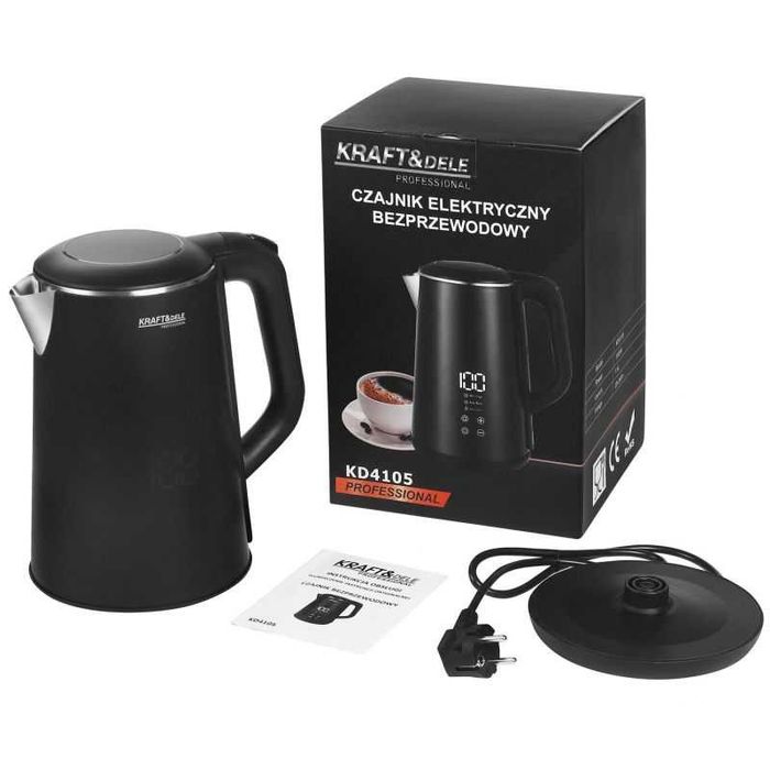 CZAJNIK ELEKTRYCZNY bezprzewodowy LED z regulacją 1,6L 1500W KD4105