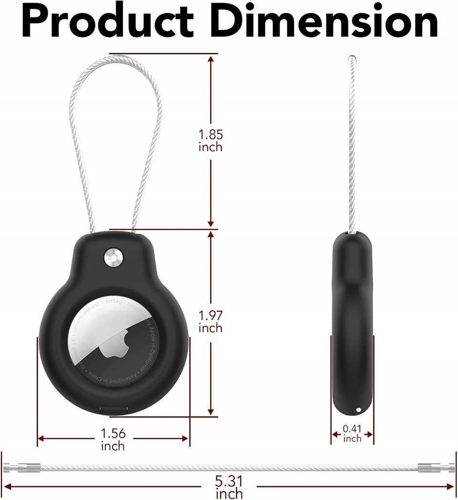 2 szt Etui brelok zawieszka bagażowa do Apple AirTag Air Tag czarna ró