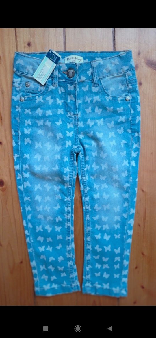 Nowe z metką spodnie w motylki jeans 92/98