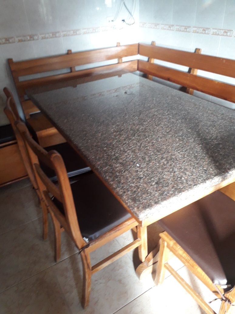 Mesa jantar em pinho e granito