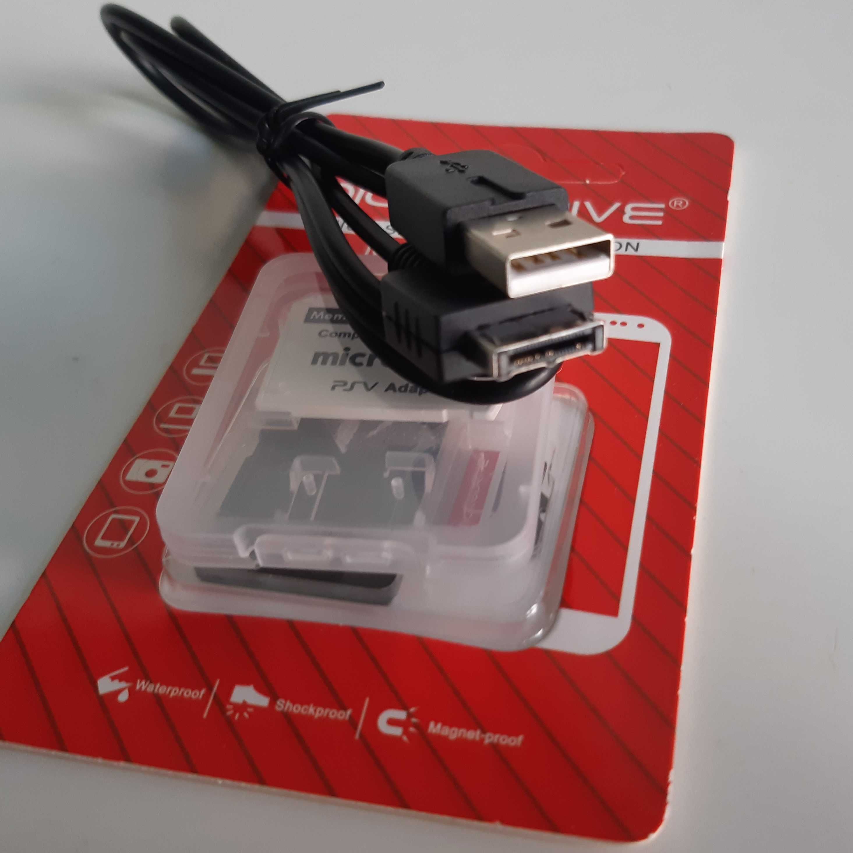 Cabo USB Dados Carrega + SD2VITA 6.0 p/ PSVita + microSD 32GB Novos
