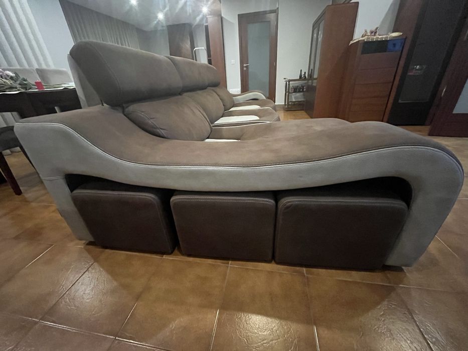 “Sofá com Chaise Direita – 2,90m | Castanho/Bege | 850€”