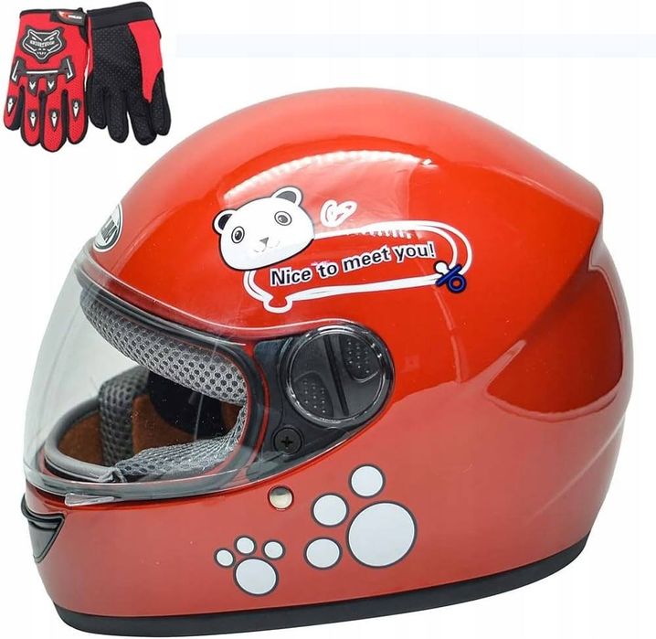 Kask dziecięcy na motor quad wraz z rekawicami 6-12 lat