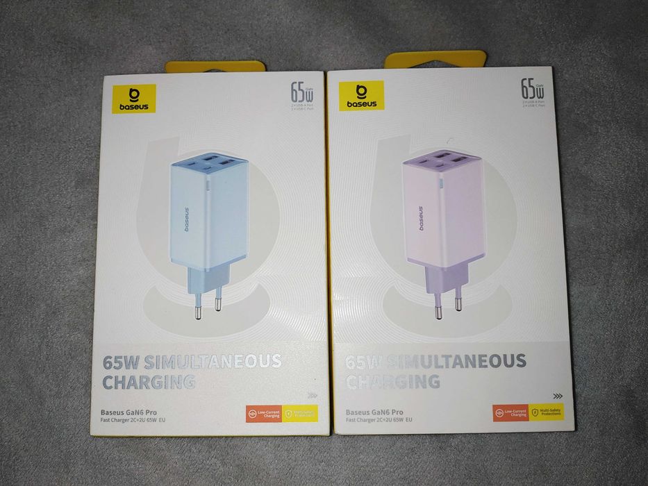 Якісна швидка зарядка Baseus GaN6 Pro 65W 2USB + кабель Type-C 100W PD