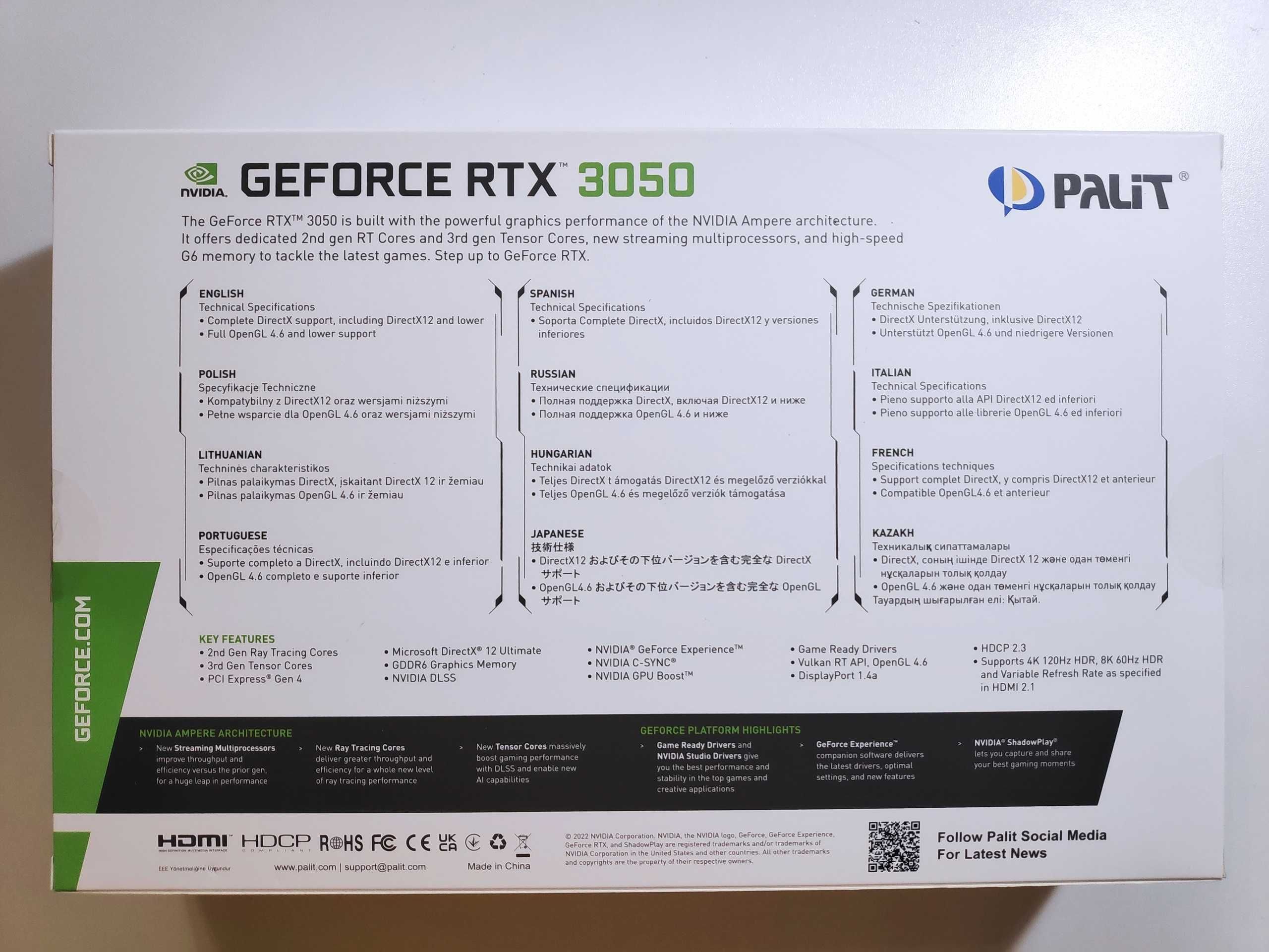 Видеокарта Palit NVIDIA GeForce RTX 3050 DUAL 8ГБ Новая!