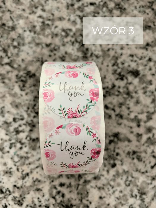 Naklejki okrągłe "thank you"  50 sztuk