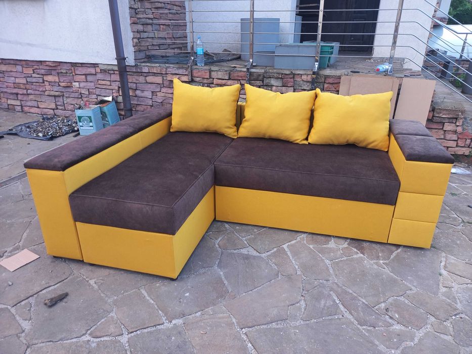 Угловой диван Денвер желто -коричневый