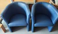 Dwa owalne fotele, ekoskóra, niebieskie