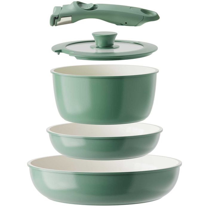 REDCHEF Zestaw Patelni Ceramicznych - Rączka Odpinana, ZIELONE