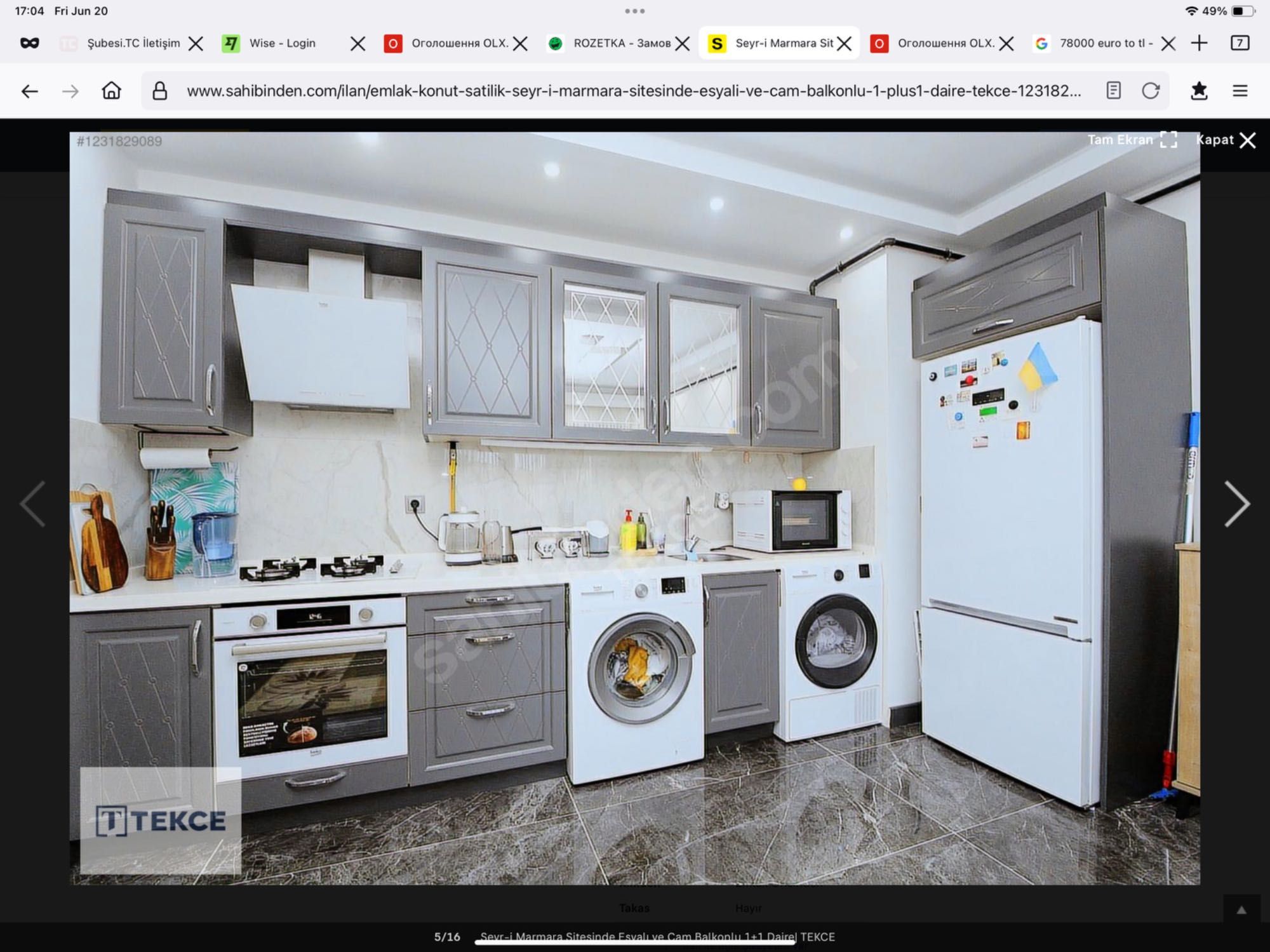Продається мебльована Квартира 1+1 , 60м2,  50м моря
