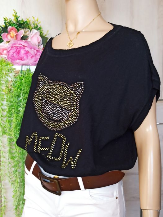 Sg Sweter z krótkim rękawem z dżetami nietoperz 34 , 36 , XS  , S orgi