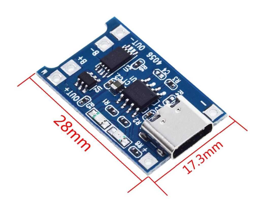 Moduł ładowania ogniw Li-ion Li-pol 3,7V 1S USB C z zabezpieczeniem